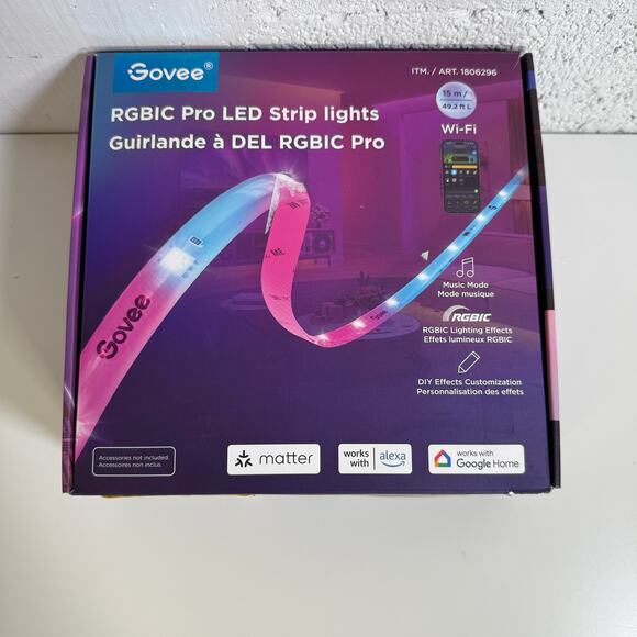 Govee Smart RGBIC Pro 49.2 Ft LED Strip Lights, open box - Picture 4 of 10